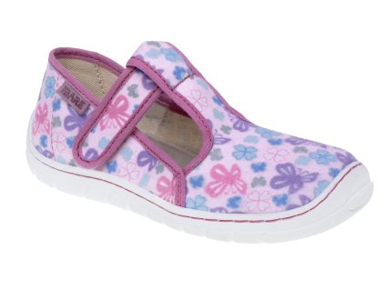 Papuče / bačkory - růžová s motýlky (na suchý zip) 5102454, Fare bare