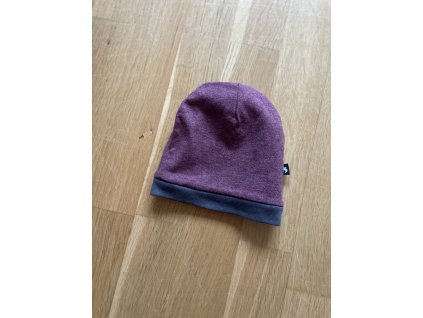 Čepice merino/bavlna dvouvrstvá - bordo/šedá, Duomamas