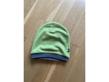 Čepice merino/bavlna dvouvrstvá - zelená/šedá, Duomamas