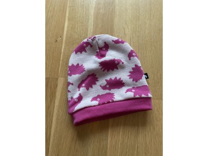 Merino čepice dvouvrstvá - ježek růžová, Duomamas