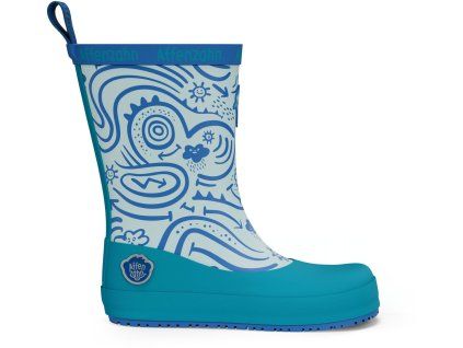 Dětské barefoot holínky Rainboot Vegan Plashy - Shark/modrá, Affenzahn