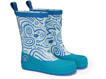 Dětské barefoot holínky Rainboot Vegan Plashy - Shark/modrá, Affenzahn