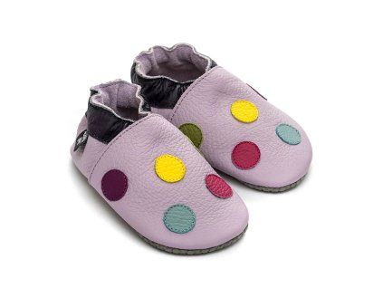 kožené barefoot capáčky Liliputi PAWS Rainbow Dots