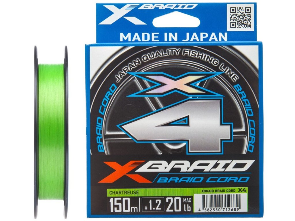 Braid line YGK X-Braid Cord X4 #PE3,0 (0,296mm) 18kg 150m Zelená