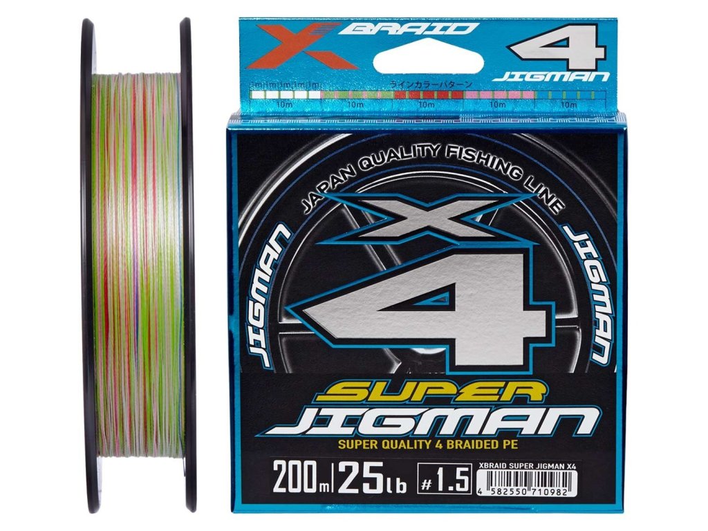 Braid line YGK X-Braid Super Jigman X4 #PE0,8 (0,148mm) 6,3kg 200m Multicolor