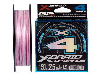 Pletená šňůra YGK X-Braid Upgrade X4 #PE1,5 (0,205mm) 11,3kg 150m Růžovo Bílá
