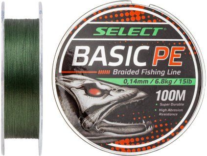 Pletená šňůra Basic PE zelená 100m 0,06mm 6lb/3kg