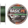 Pletená šňůra Basic PE zelená 100m 0,22mm 30lb/13,6kg