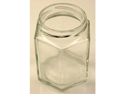 Glas, sechseckig, 191 ml, 58mm Mündung, für Schraubdeckel, St