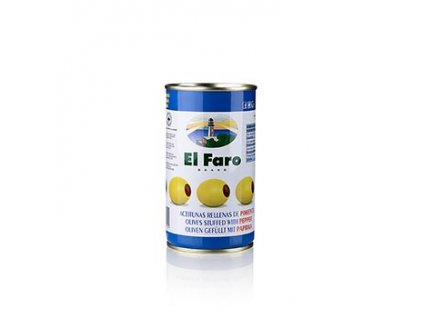 Grüne Oliven, mit Paprika, El Faro, 350 g