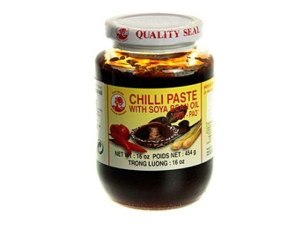 Chili-Paste mit Sojabohnenöl, Nam Prik Pao, Hahn Marke Thailand, 454 g