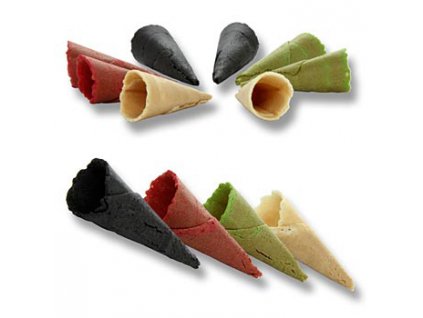 Mini-Hörnchen, neutral, naturell,rot,grün,schwarz, m.Waffelhalter,ř 3cm,7cm lang, 96 St