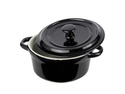 Cocotte aus Keramik, schwarz, mit Deckel, 250 ml, ř 10,5cm, 5 cm hoch,  St