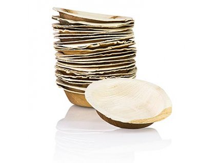 Palmblattteller rund, ca. 12cm Ř, tief, 8 x 25Stk. (200Stk) (100% kompostierbar), 200 St