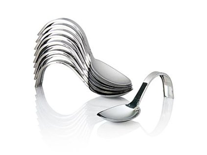 Curly Löffel für Amuse-Bouche, geschwungen, aus Kunststoff, silberfarben, 13cm, 20 St