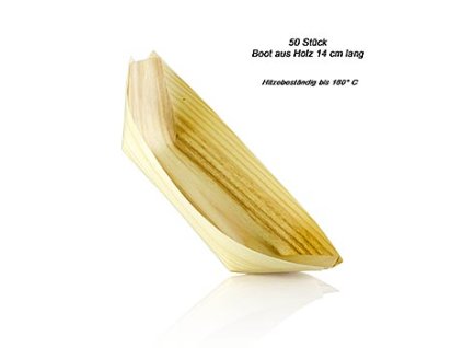Einweg Boot aus Holz, 14cm, hitzebeständig bis 180° C, 50 St