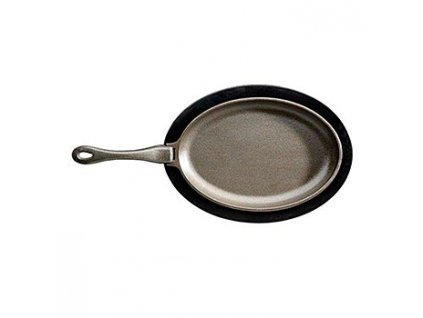 Grillzubehör - Gusseiserne Pfanne, mit abnehmbarem Griff und Silikonuntersatz, 1 St