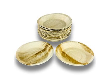 Palmblattteller rund, ca. 24cm Ř, 4 x 25Stk. (100Stk) (100% kompostierbar), 100 St