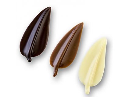 Schokoladenaufleger Elegance,in Blattform, 64 Vollm., 48 Zartb., 48 Weiß,160 St., 205g, 160 St