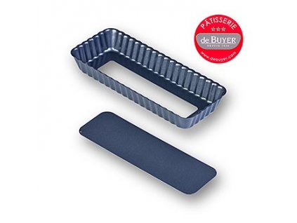 Geriffelte rechteckige Tortenform 20x8cm, mit abnehmb. Boden, de Buyer (4708.20), 1 St