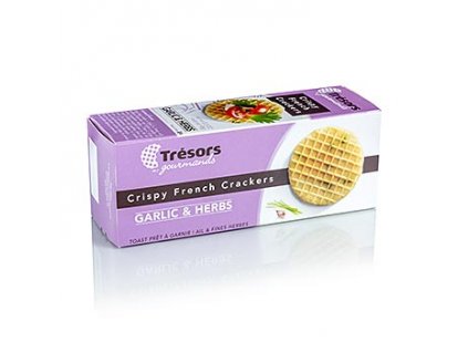 Barsnack Tresors - Crispy franz. Mini-Waffel-Cracker Knoblauch u. Kräuter, 95g, 95g