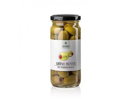 ANEMOS - Zelené olivy plněné chilli pastou, 227g