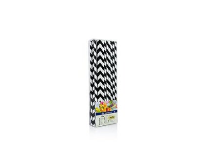 Papier Trinkhalme JUMBO "Streifen", schwarz-weiß, 25cm