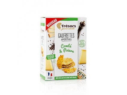Barsnack Trésors - Gaufrettes, franz. Mini-Waffeln mit Comte Käse & Pfeffer