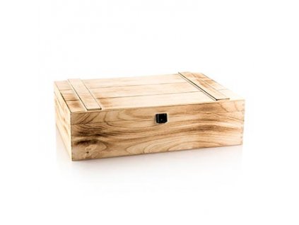 Dárková krabička "Holzkiste geflämmt", na 3 kusy vína, 370 x 258 x 98 mm, 1 kus