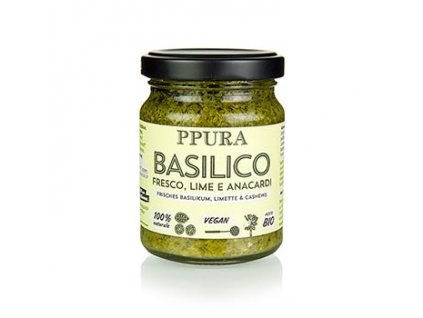 Ppura, Basilico pesto s limetkou a kešu, vegan, BIO, 120g