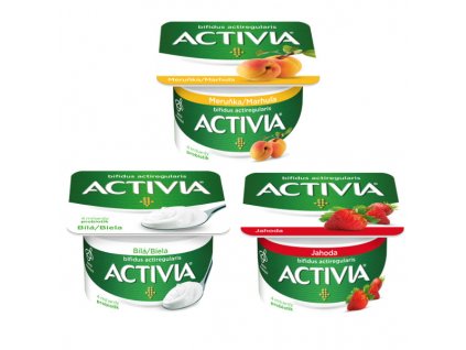 Activia mix: bílá, jahoda, meruňka