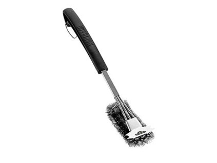 Příslušenství ke grilu - grilovací kartáč, 3 řady, se štětinami z nerezové oceli, se škrabkou, 1 ks