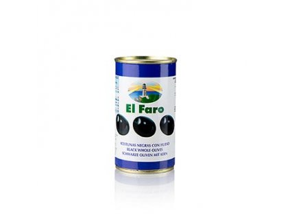 Černé olivy, s peckou, černé, El Faro, 350 g
