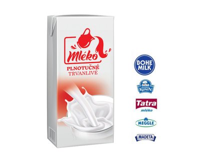 Mléko trvanlivé plnotučné 3,5 % 12 x 1 l