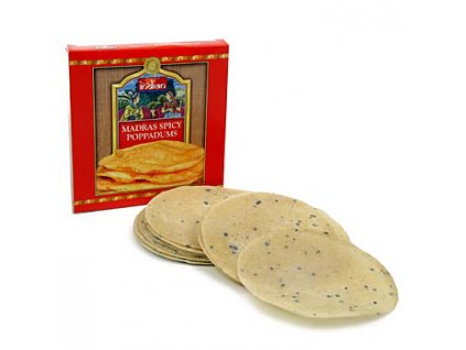 Pappadums, mit schwarzem Pfeffer gewürzt, ca. ř 12cm, ca. 12 St, 200 g