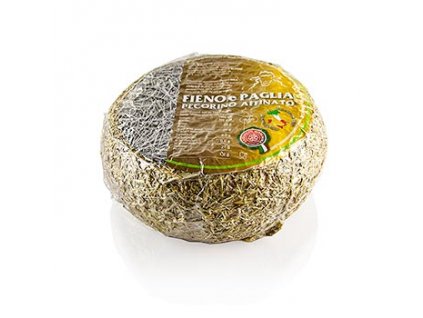 Pecorino Affinato, obalený v seně a slámě, ovčí sýr, cca 1,2 kg, cena je uvedena za 1 kg a přepočítává se