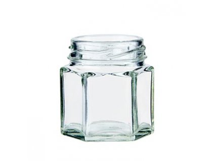 Glas, sechseckig, 45 ml, 43mm Mündung, für Schraubdeckel, St