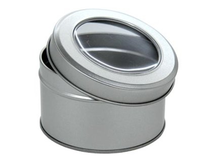 Metalldose mit Sichtfenster, ř 86mm, 40mm hoch, St