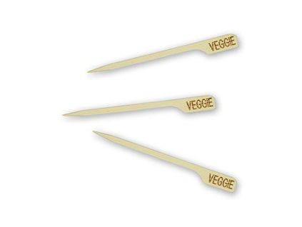 Bambusové špejle na špízy s nápisem "Veggie", 9cm, 250 ks