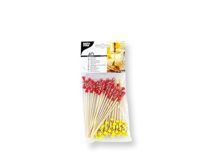 Bambusspieße ''Mexico'', 12cm, mit bunter Deko und Perlen, 40 Stück, 40 St