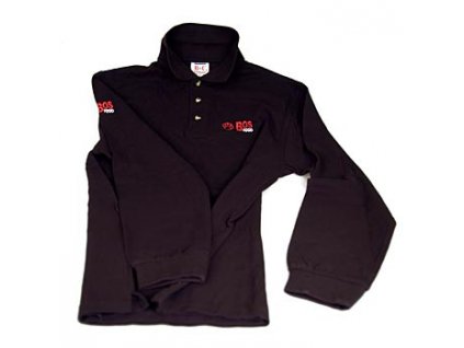 BOS FOOD Polo-Shirt, Langarm, Unisex, schwarz mit Bestickung, Gr. XL, St