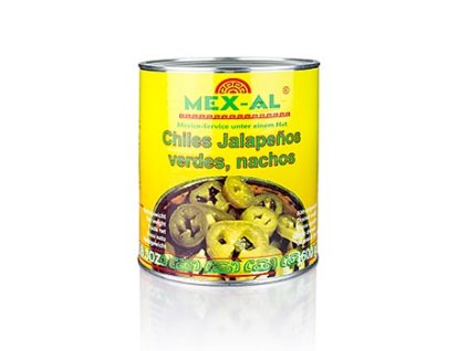 Chilli papričky - jalapeňos, krájené, 2,8 kg