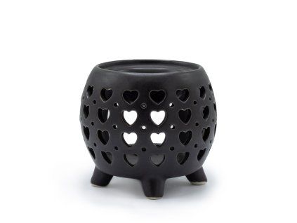 Kotlíková Aroma Lampa Multi Srdíčka Matná Černá
