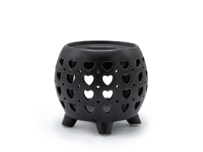 Kotlíková Aroma Lampa Multi Srdíčka Matná Černá