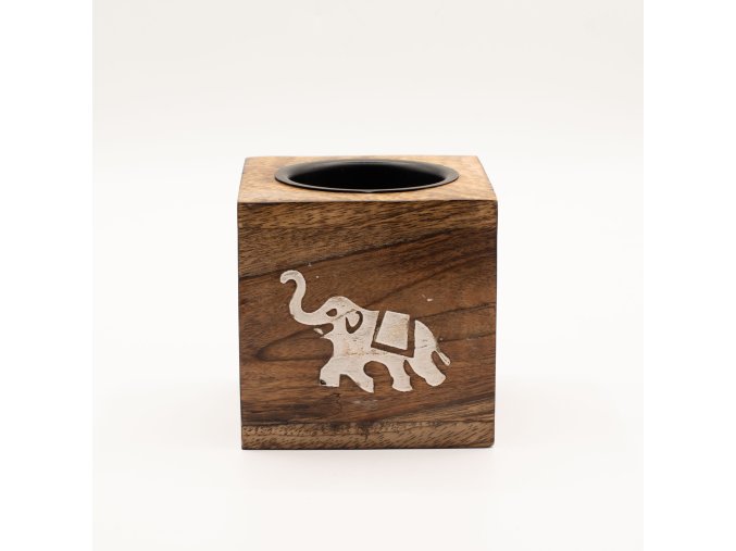 Čtvercová Aroma Lampa z Mangového Dřeva Slon