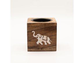 Čtvercová Aroma Lampa z Mangového Dřeva Slon