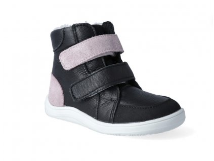 BOTY BABY BARE SHOES - FEBO WINTER - SPARKLE BLACK ASFALTICO (S OKOPEM I MEMBRÁNOU)