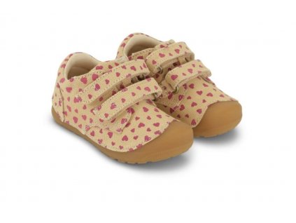 BOTY/TENISKY BUNDGAARD - PETIT STRAP CANVAS - BEIGE HEARTS