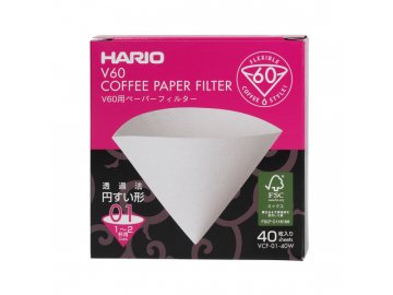 Hario bílé papírové filtry do V60-01 (40 ks)