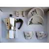 Bialetti Set Moka Carosello (Moka Express na 3 porce + 2 šálky s podšálky s panáčkem Bialetti)